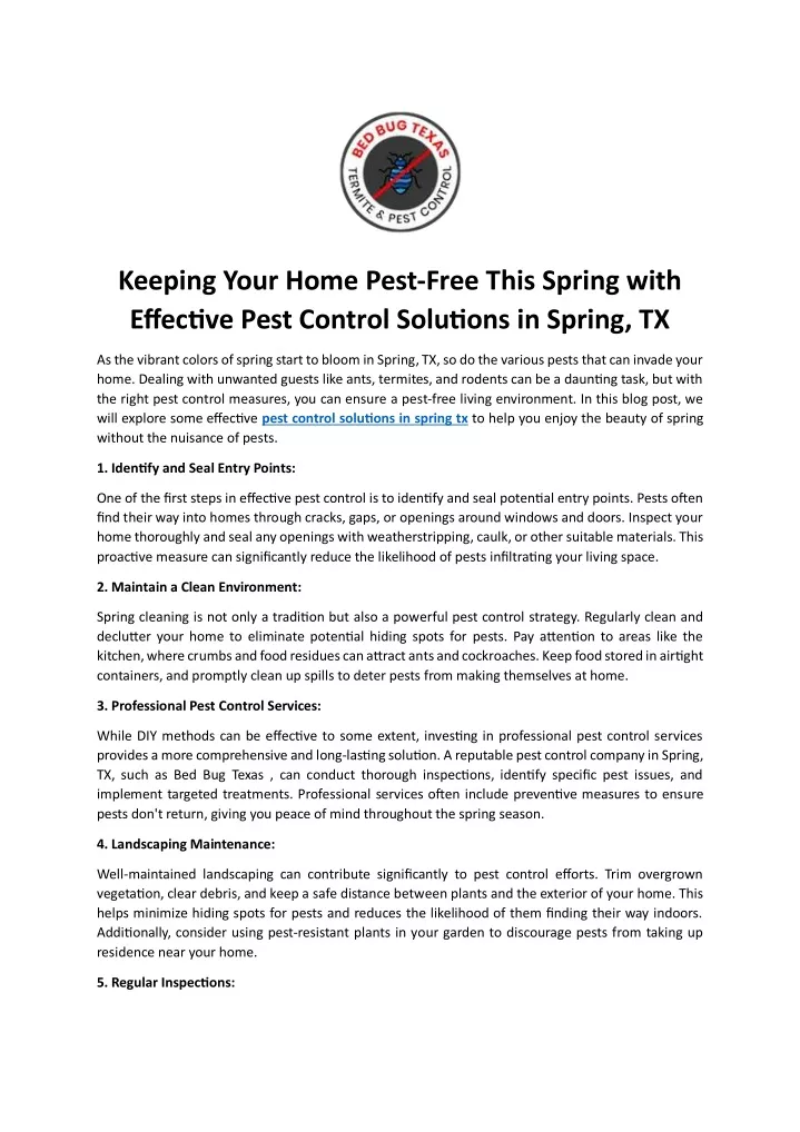 keeping your home pest free this spring with