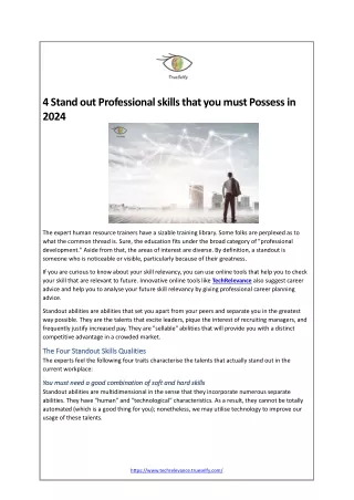 4 Stand out Professional skills that you must Possess in 2024