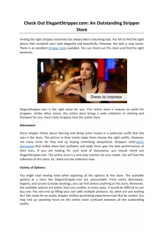 Check Out ElegantStripper.com An Outstanding Stripper Store