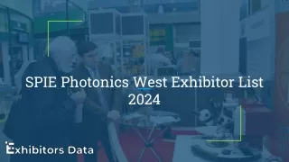 SPIE Photonics West Exhibitor List 2024