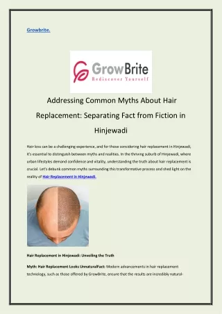 Addressing Common Myths About Hair Replacement Separating Fact from Fiction in Hinjewadi