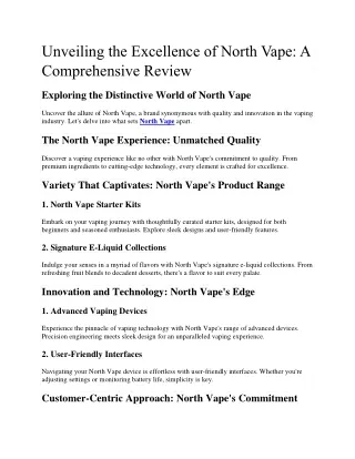 Unveiling the Excellence of North Vape: A Comprehensive Review