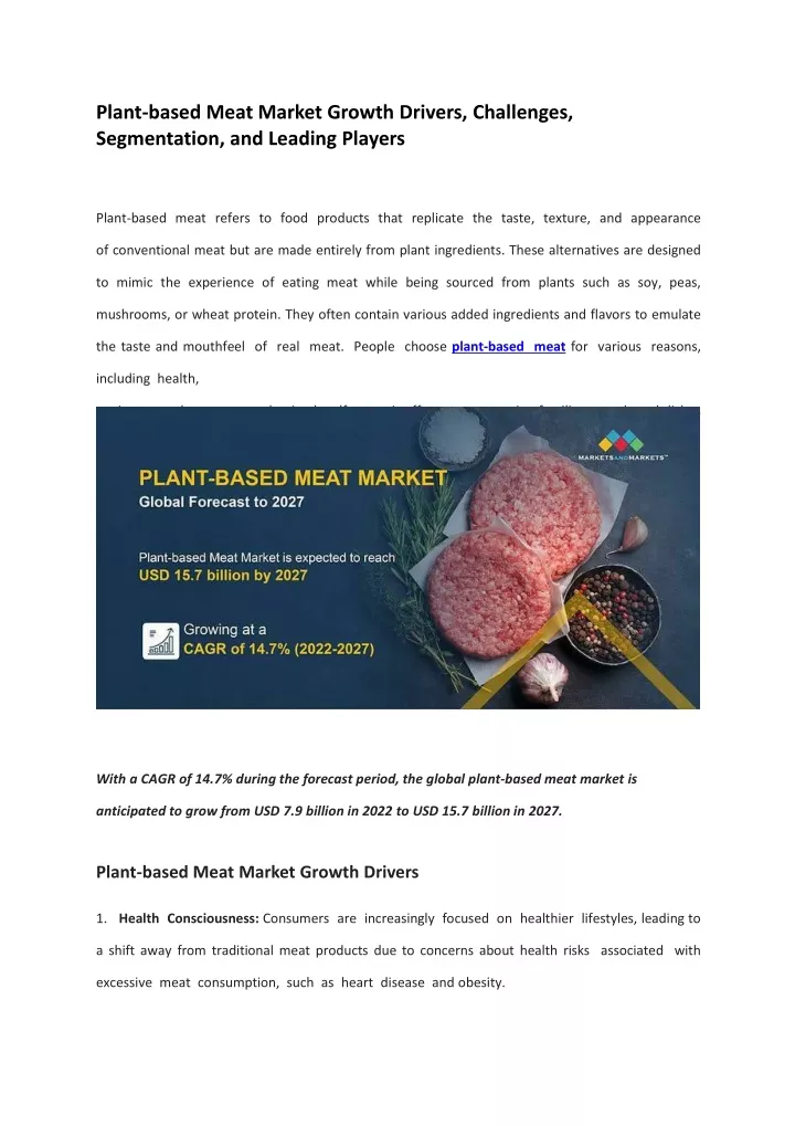 plant based meat market growth drivers challenges