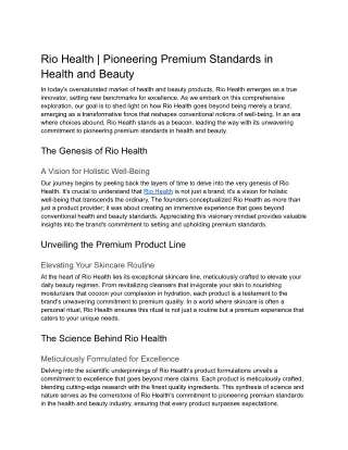 Rio Health _ Pioneering Premium Standards in Health and Beauty
