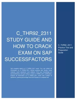 C_THR92_2311 Study Guide and How to Crack Exam on SAP SuccessFactors
