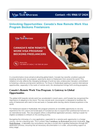 Unlocking Opportunities Canadas New Remote Work Visa