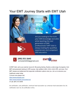 Your EMT Journey Starts with EMT Utah