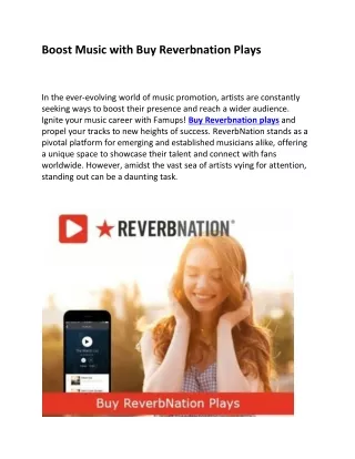 Boost Music with Buy Reverbnation Plays