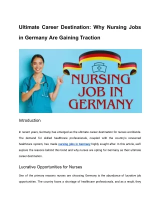 Why Nursing Jobs in Germany Are Gaining Traction
