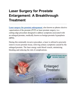 Laser Surgery for Prostate Enlargement