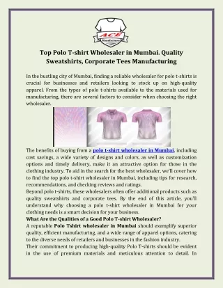 Top Polo T-shirt Wholesaler in Mumbai. Quality Sweatshirts, Corporate Tees Manufacturing
