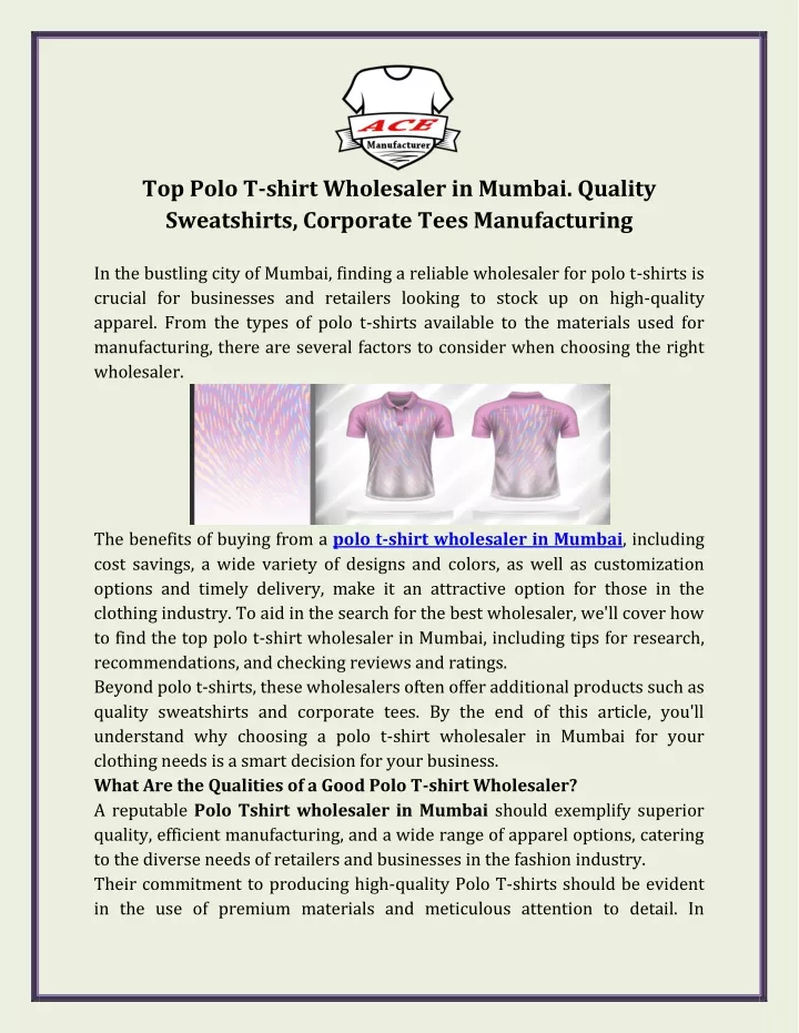 top polo t shirt wholesaler in mumbai quality