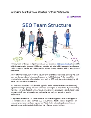 Optimizing Your SEO Team Structure for Peak Performance