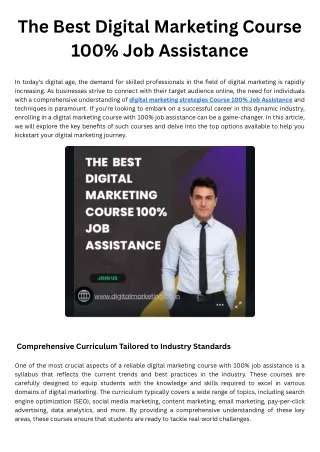 The Best Digital Marketing Course 100 Job Assistance
