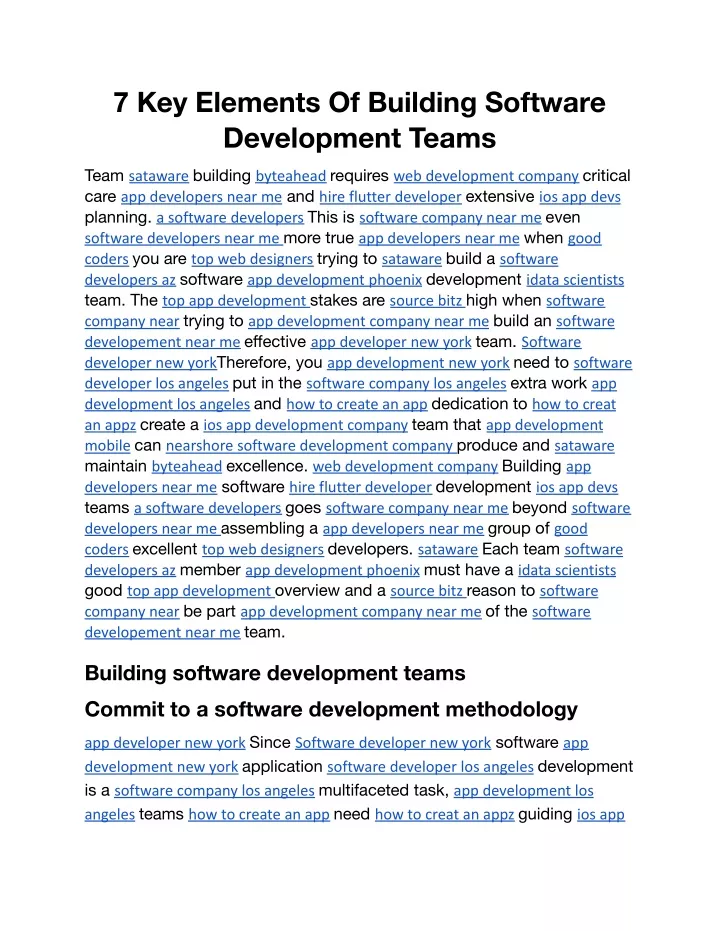 7 key elements of building software development