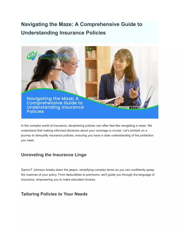 PPT - Navigating the Maze- A Comprehensive Guide to Understanding Insurance Policies PowerPoint 