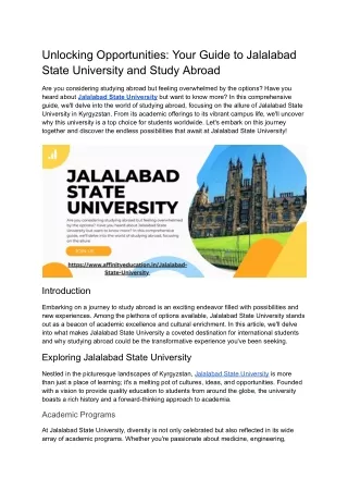 Unlocking Opportunities_ Your Guide to Jalalabad State University and Study Abroad