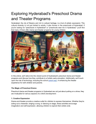 Exploring Hyderabad's Preschool Drama and Theater Programs