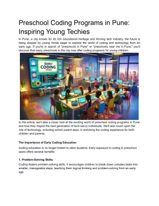 Preschool Coding Programs in Pune_ Inspiring Young Techies