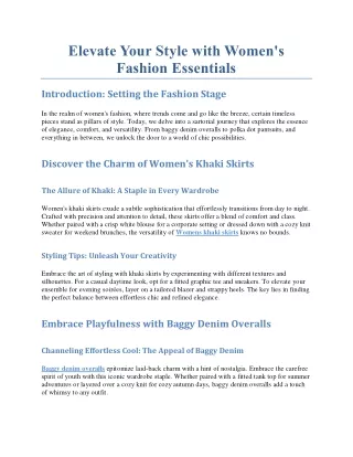 Elevate Your Style with Women's Fashion Essentials