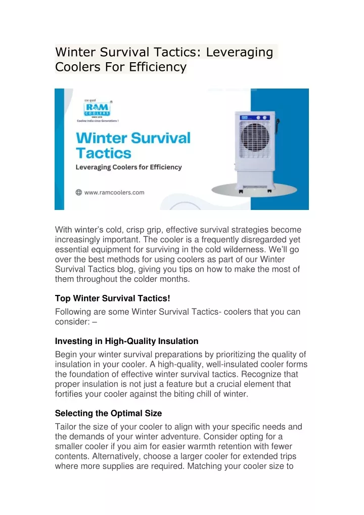 winter survival tactics leveraging coolers