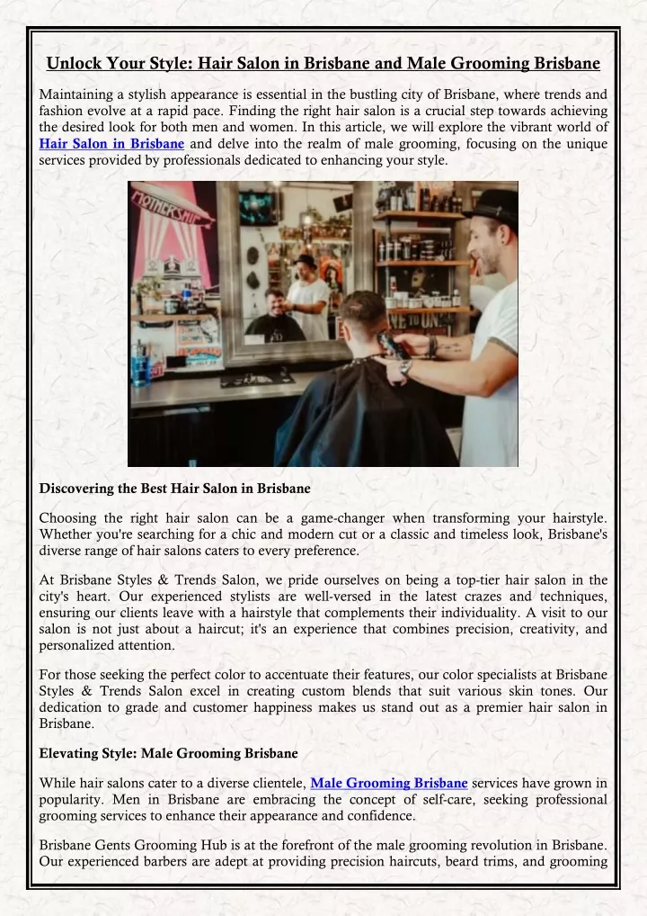 unlock your style hair salon in brisbane and male