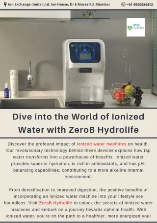 Dive into the World of Ionized Water with ZeroB Hydrolife
