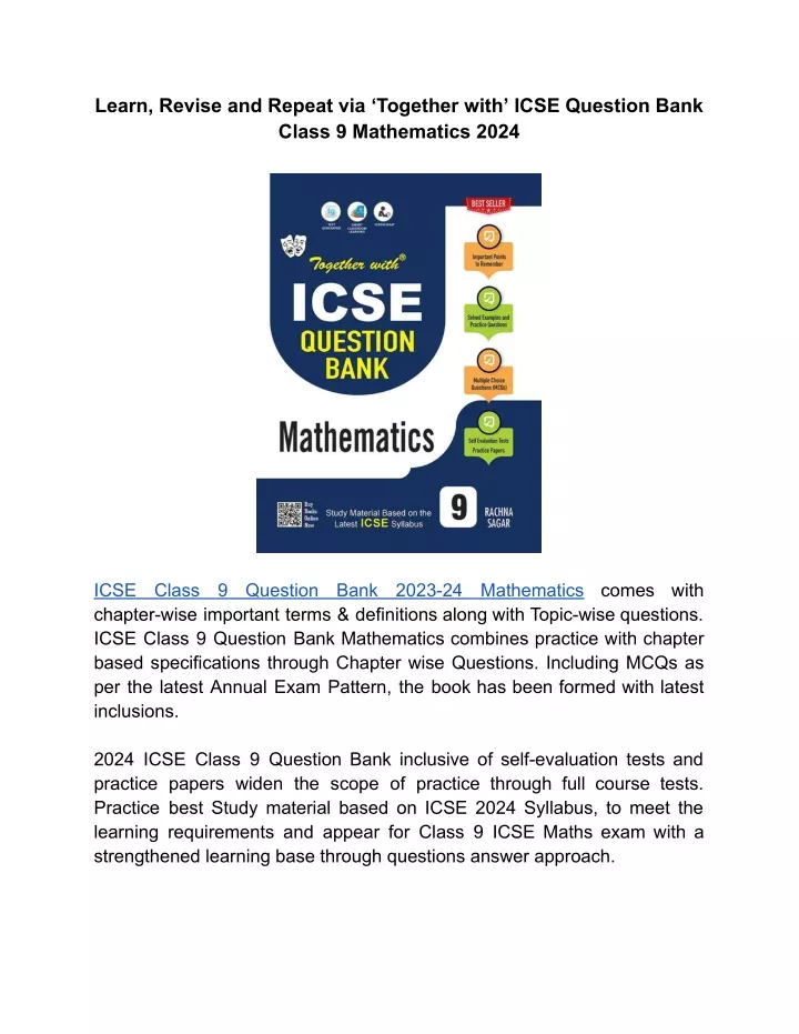 learn revise and repeat via together with icse