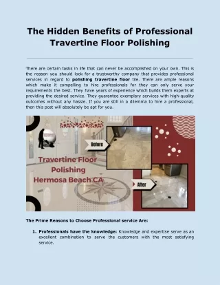 The Hidden Benefits of Professional Travertine Floor Polishing