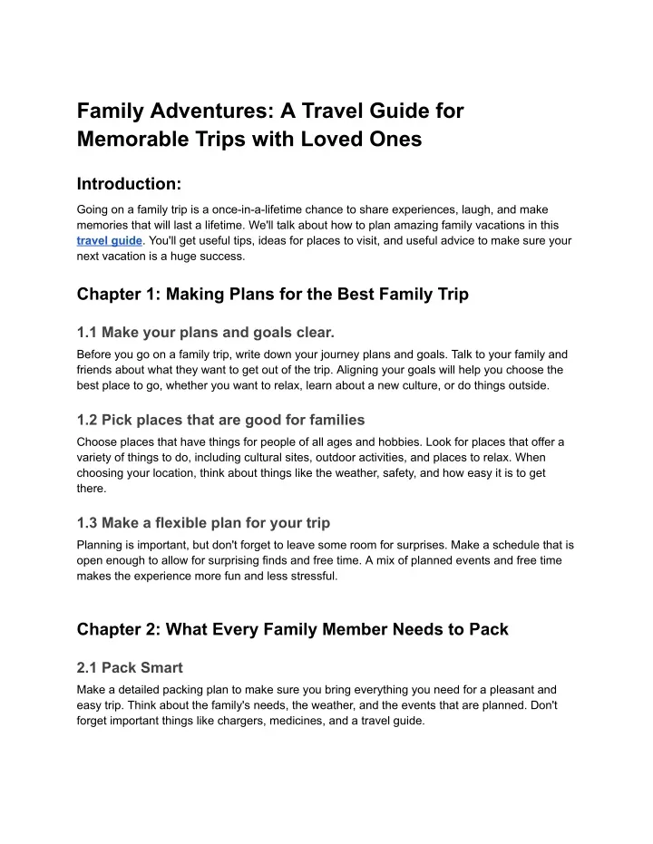 family adventures a travel guide for memorable