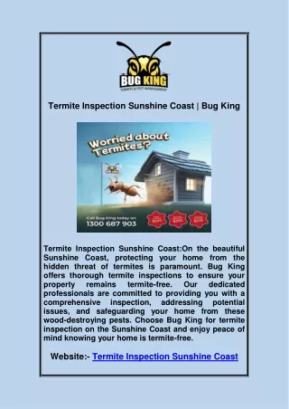 Termite Inspection Sunshine Coast | Bug King