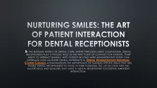 nurturing smiles the art of patient interaction for dental receptionists