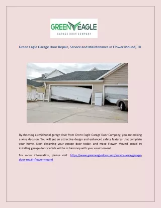 Green Eagle Garage Door Repair, Service and Maintenance in Flower Mound
