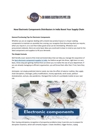 How Electronic Components Distributors in India Boost Your Supply Chain