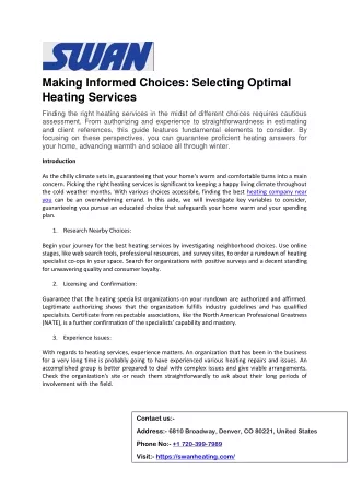 Making Informed Choices Selecting Optimal Heating Services