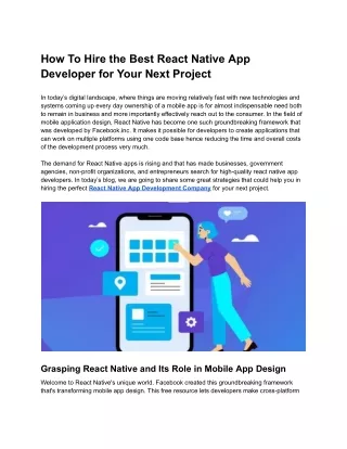 How to Hire Best React Native App Developer for Your Next Project