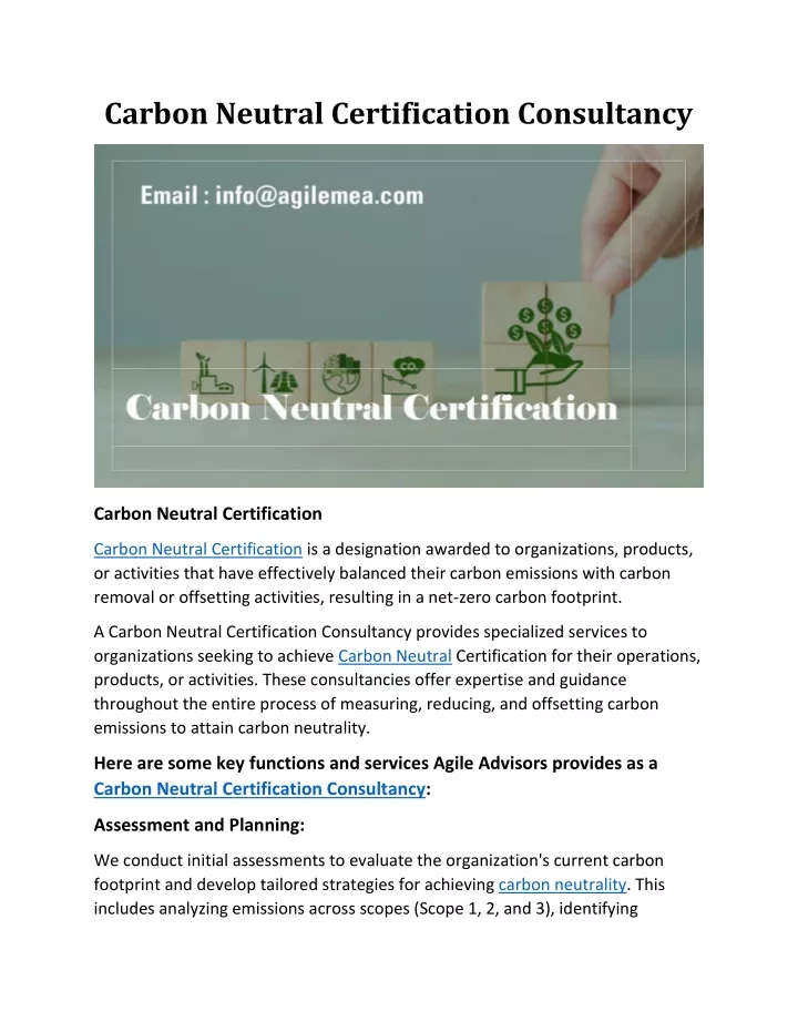 carbon neutral certification consultancy