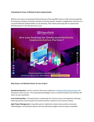 Unleashing the Power of NetSuite Project Implementation