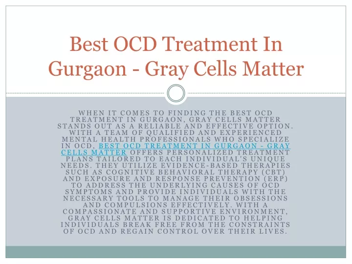 best ocd treatment in gurgaon gray cells matter