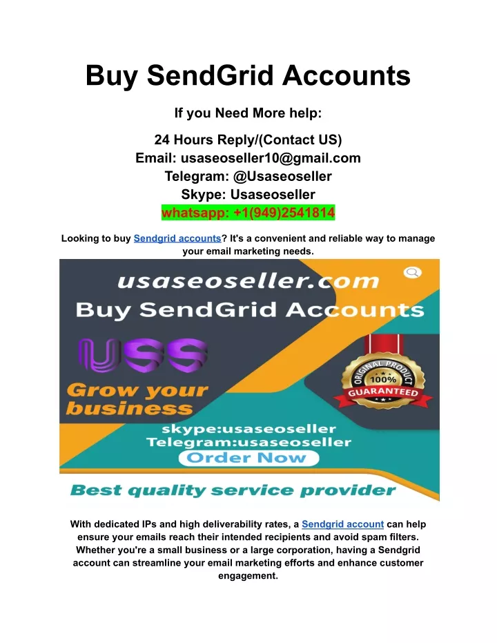 buy sendgrid accounts