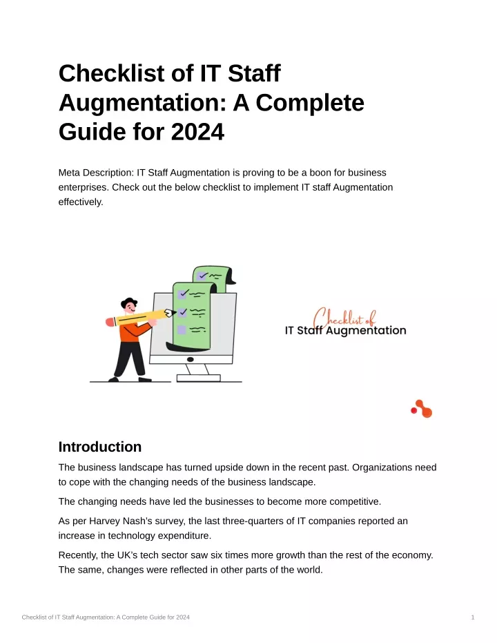 checklist of it staff augmentation a complete