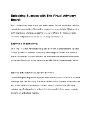 virtual boarding business advisory