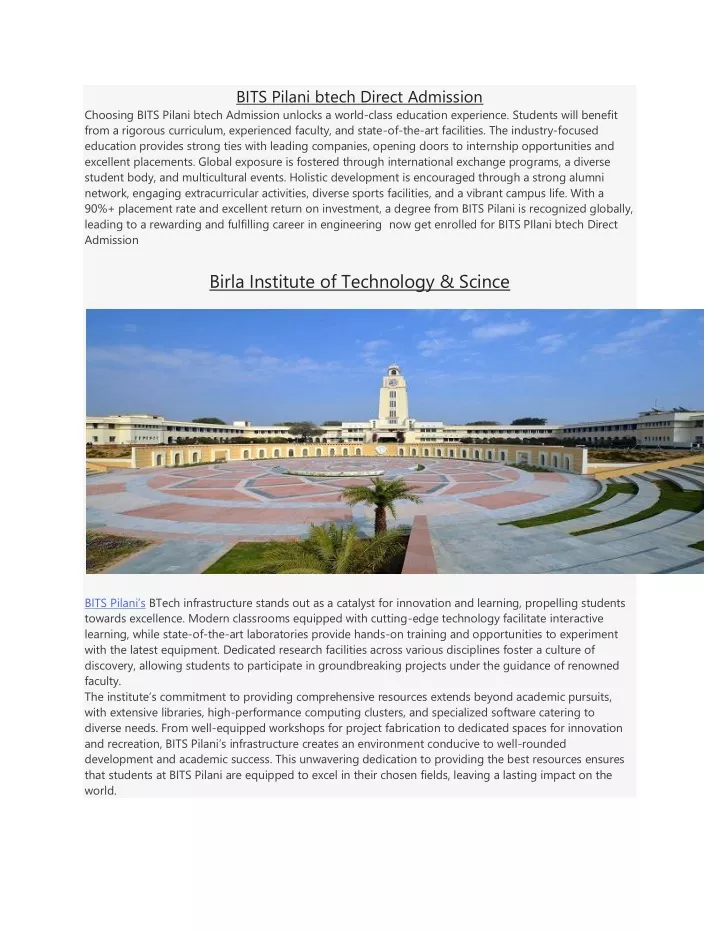 bits pilani btech direct admission