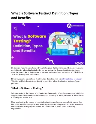 What is Software Testing Definition, Types and Benefits
