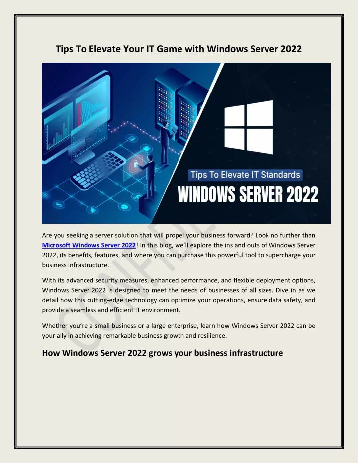 tips to elevate your it game with windows server
