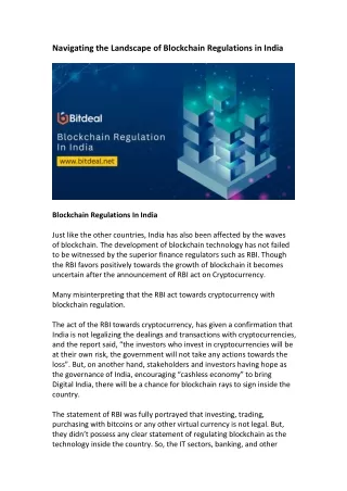 Blockchain Regulation in India