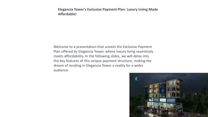 elegancia tower s exclusive payment plan luxury