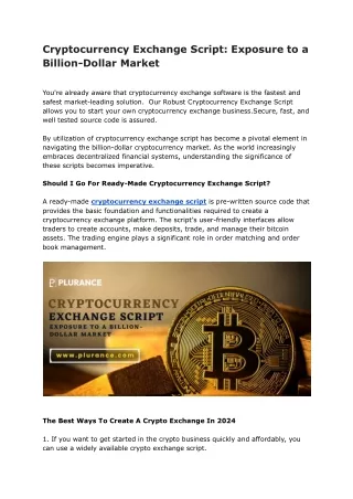 Cryptocurrency Exchange Script_ Exposure to a Billion-Dollar Market