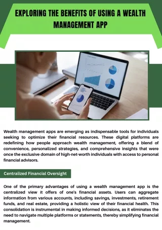 Exploring the Benefits of Using a Wealth Management App