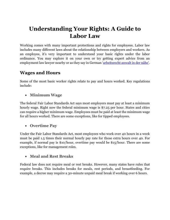 understanding your rights a guide to labor law